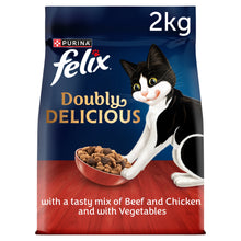Felix Doubly Delicious Beef, Chicken & Veg Dry Cat Food 2kg