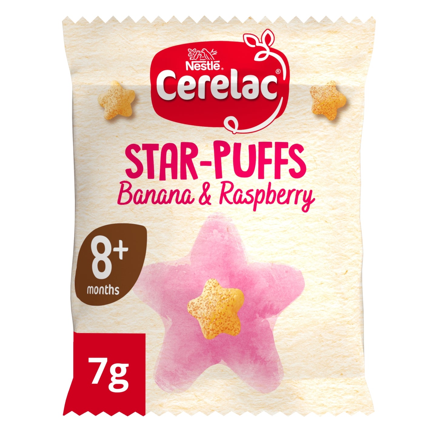 Cerelac Banana & Raspberry Star-Puffs Baby Finger Food 8+ Months 7g
