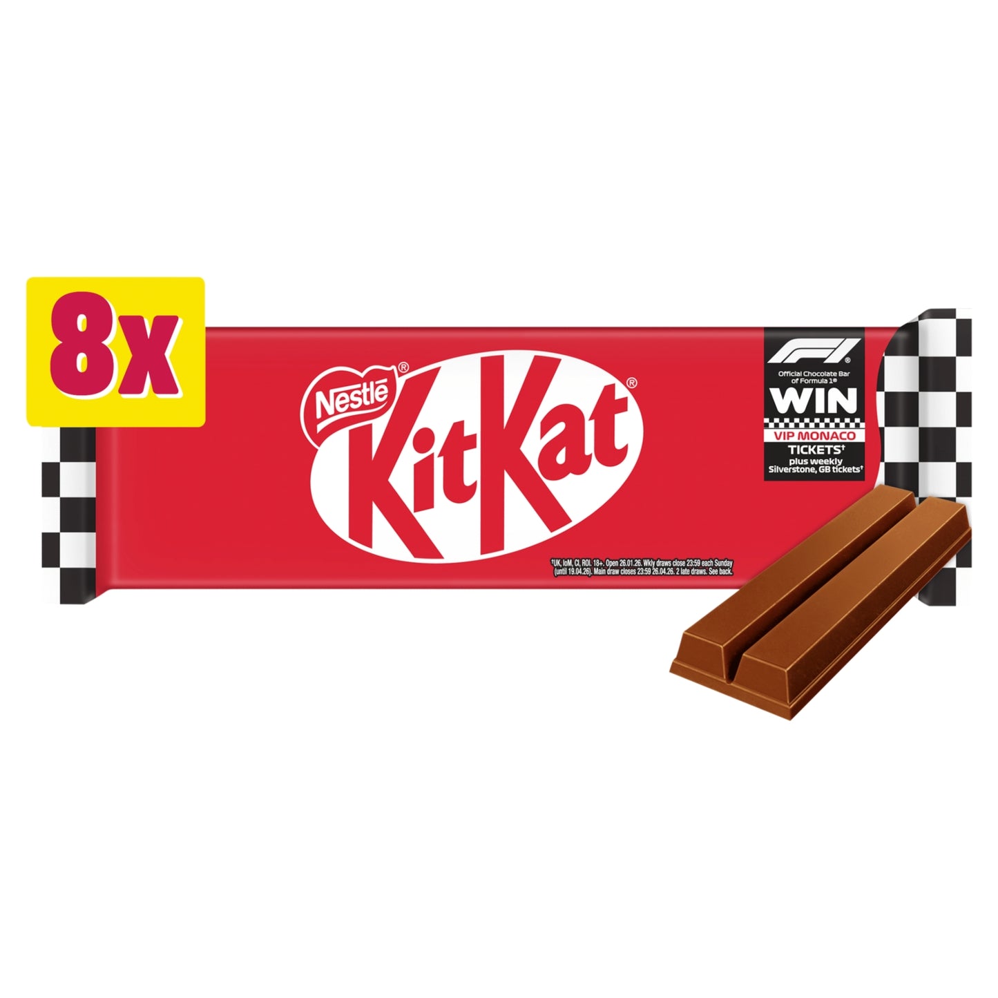 KitKat F1 2 Finger Milk Chocolate Biscuit Bar 8 Pack Multipack 165.6g