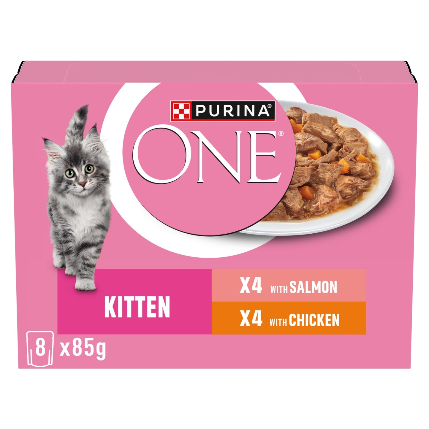 Purina ONE PURINA ONE Kitten Mini Filets in Gravy with Salmon and Carrots, with Chicken and Carrots pouch 85g