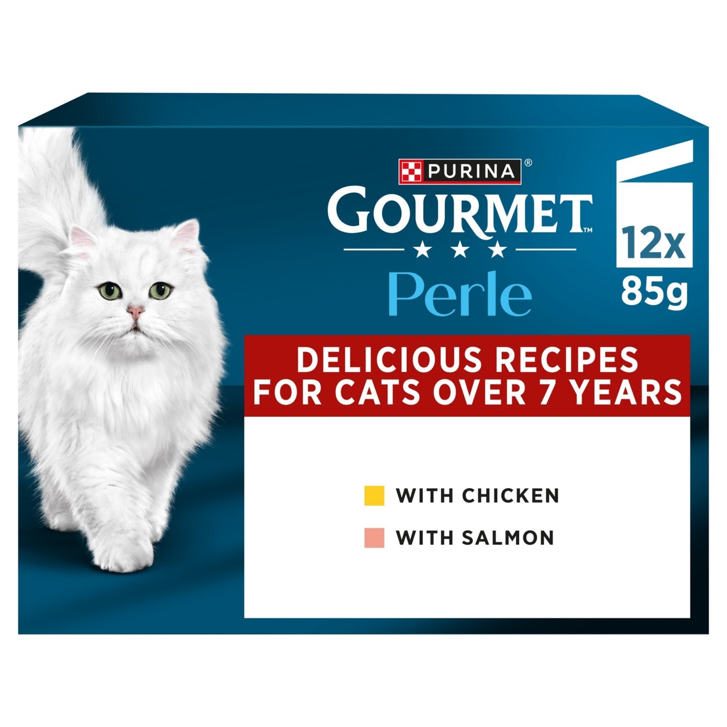 Gourmet GOURMET Perle Juicy Mini Fillets in Gravy 7+ (Chicken, Salmon) Wet Cat Food 12x85g