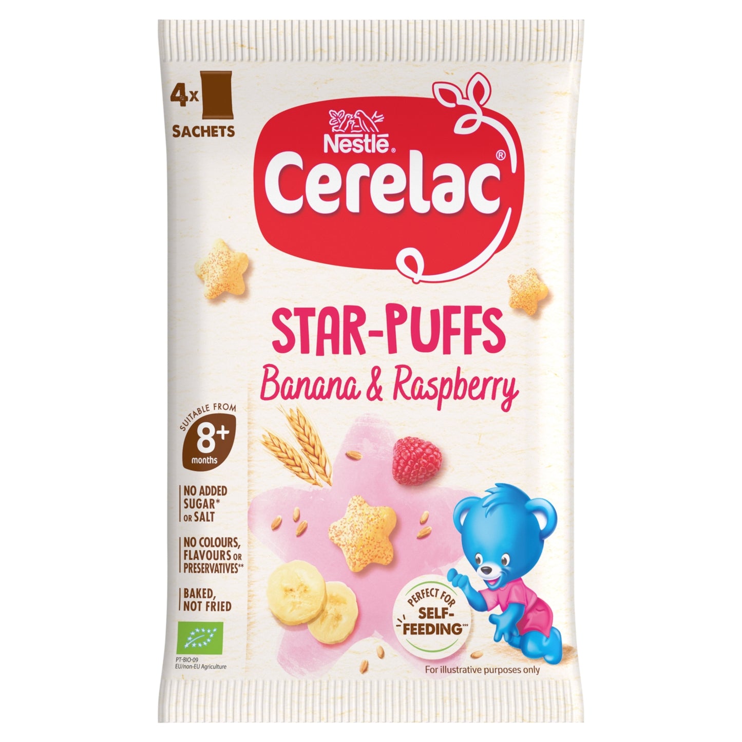 Cerelac Banana & Raspberry Star-Puffs Baby Finger Food 8+ Months 4 x 7g (28g)