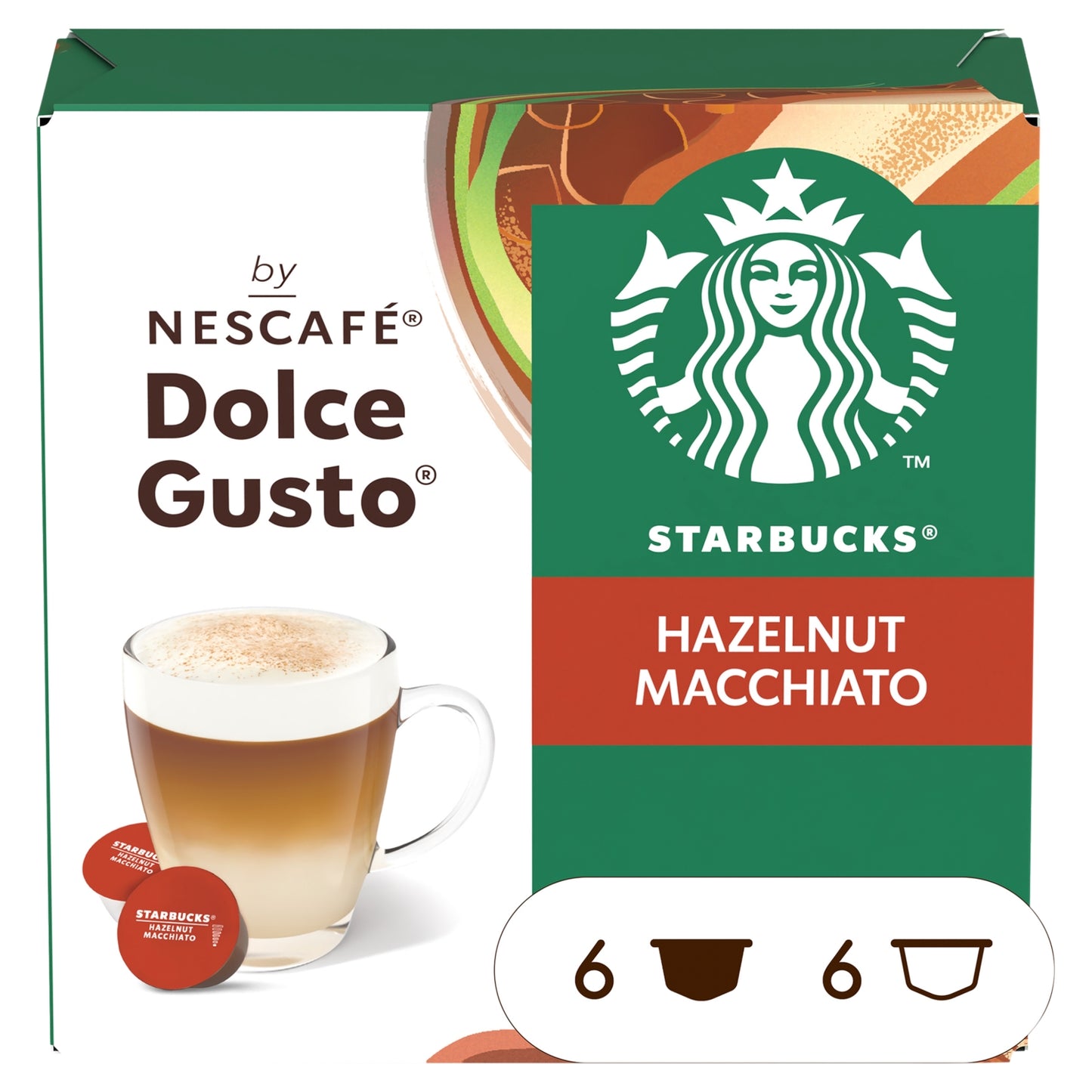 Dolce Gusto Starbucks® Hazelnut Macchiato By Nescafé , Coffee Pods x12 (6 Servings)