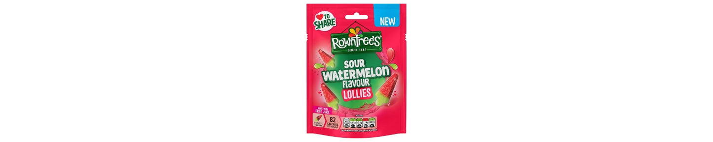 Rowntree's Lollies Sour Watermelon Flavour Sweets Sharing Bag 130g