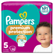 Pampers Premium Protection Size 5, 32 Baby Nappies, 11kg-16kg, Essential Pack
