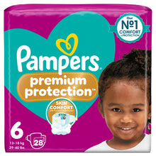 Pampers Premium Protection Size 6, 28 Baby Nappies, 13kg-18kg, Essential Pack