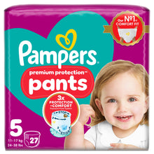 Pampers Premium Protection Nappy Pants Size 5, 27 Nappies, 11kg-17kg, Essential Pack
