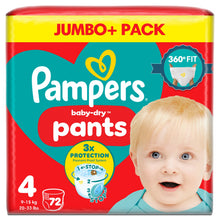 Pampers Baby-Dry Nappy Pants Size 4, 72 Nappies, 9kg-15kg, Jumbo+ Pack