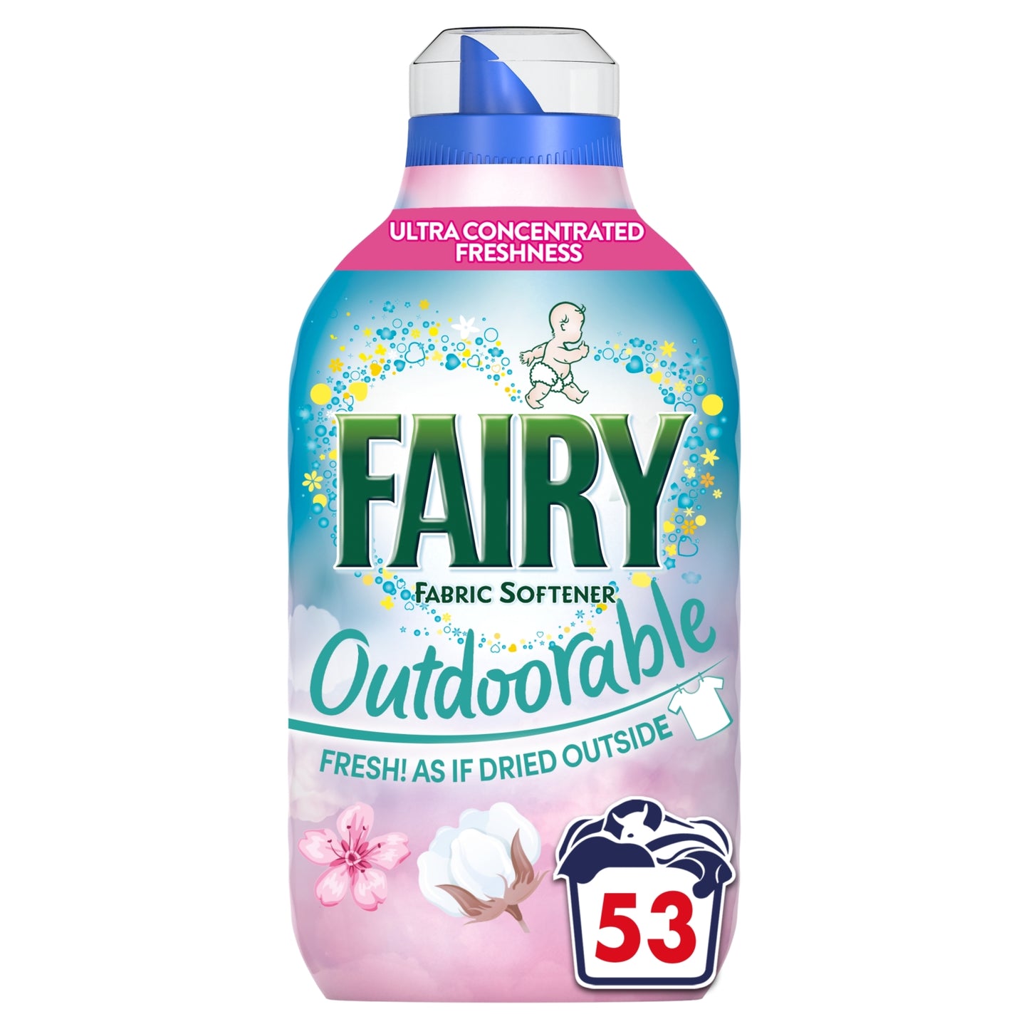 Fairy Outdoorable Fabric Conditioner, 53 Washes, 742ml Cherry Blossom & Nordic Cotton