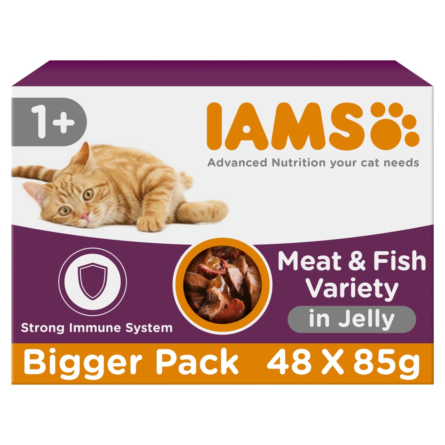 Iams Advanced Nutrition Adult Wet Cat Food Meat & Fish Variety Mix in Jelly 48 x 85g