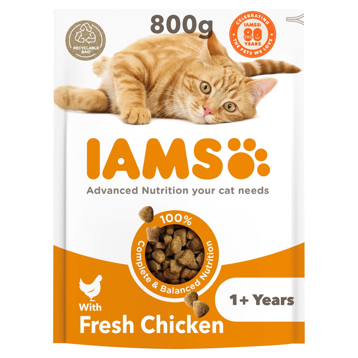 Iams Advanced Nutrition Adult Dry Cat Food Chicken 800g