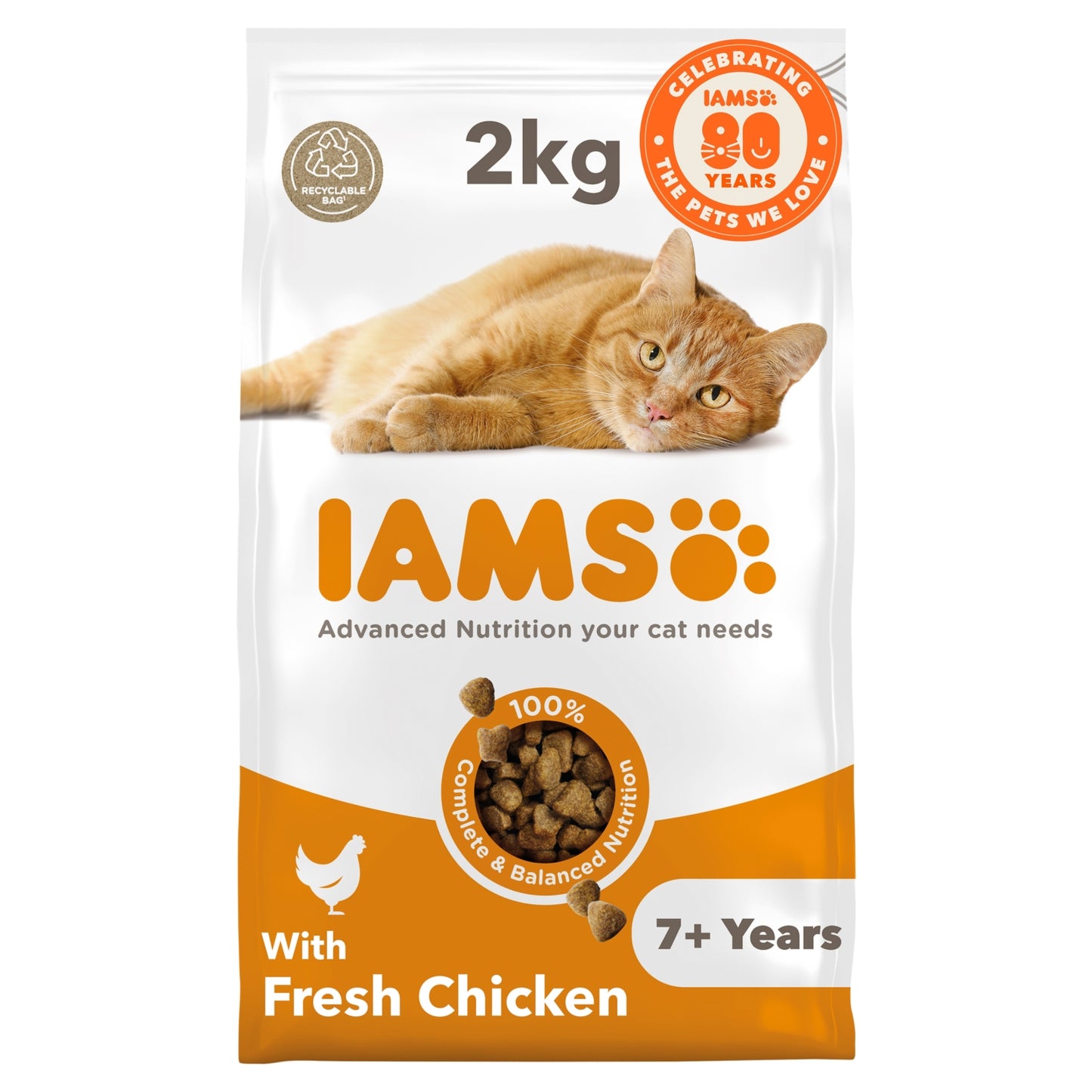 Iams Advanced Nutrition Senior Dry Cat Food Chicken 2kg