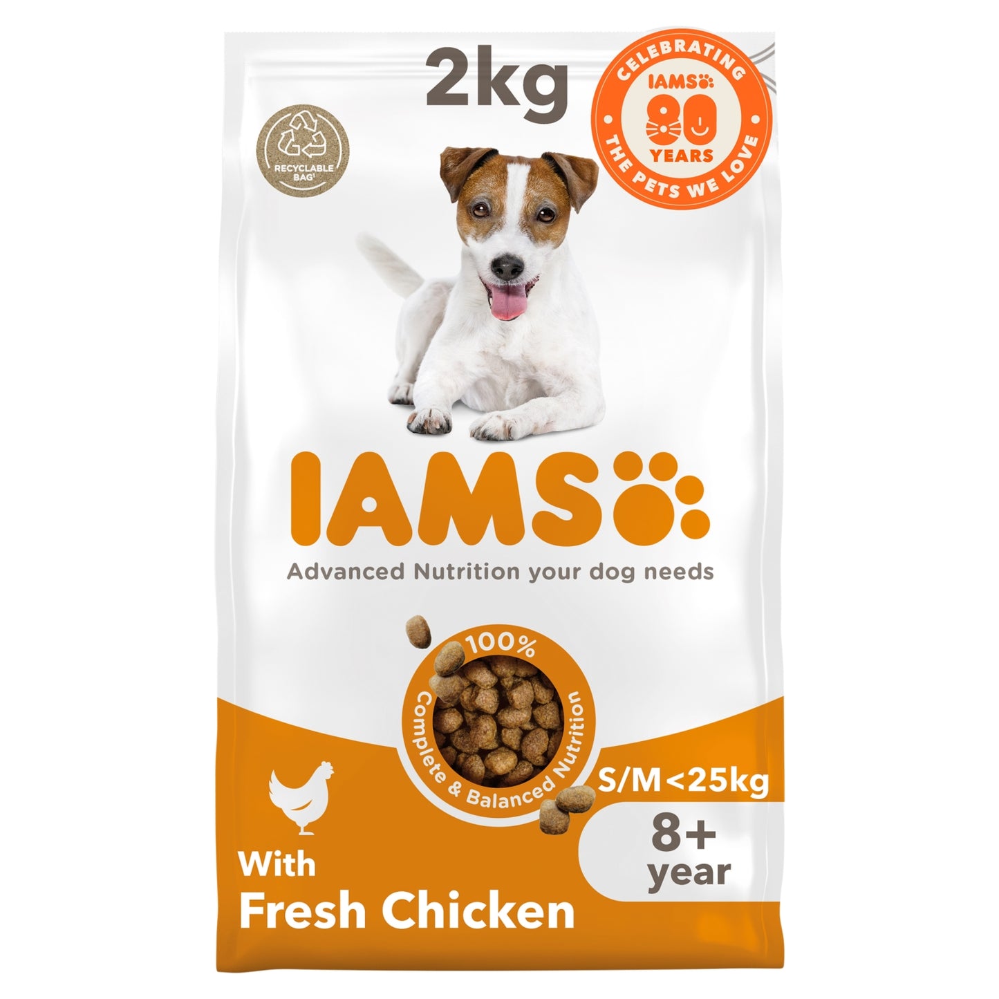 Iams Advanced Nutrition Senior Small Medium Dry Dog Food Chicken 2kg