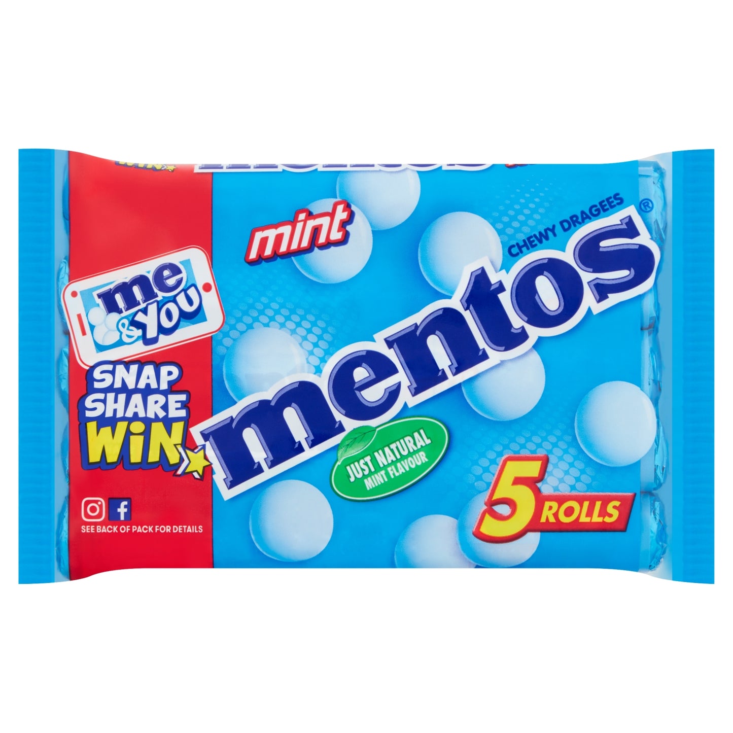 Mentos Mint Rolls Chewy Dragees 5 x 38g
