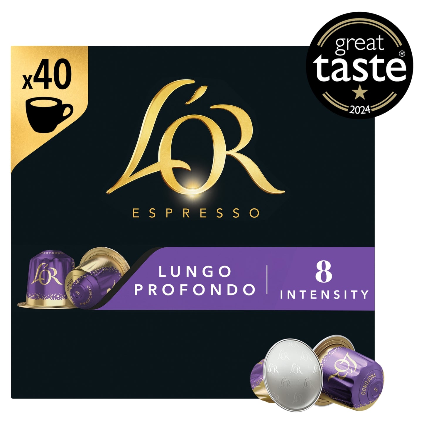 L'OR Espresso Lungo Profondo Coffee Pods x40 Intensity 8