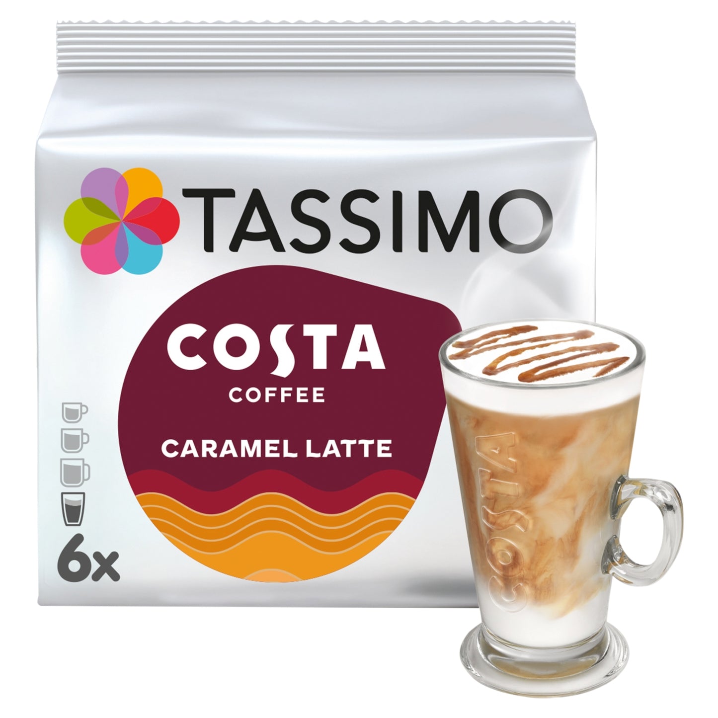 Tassimo Costa Caramel Latte Coffee Pods x6