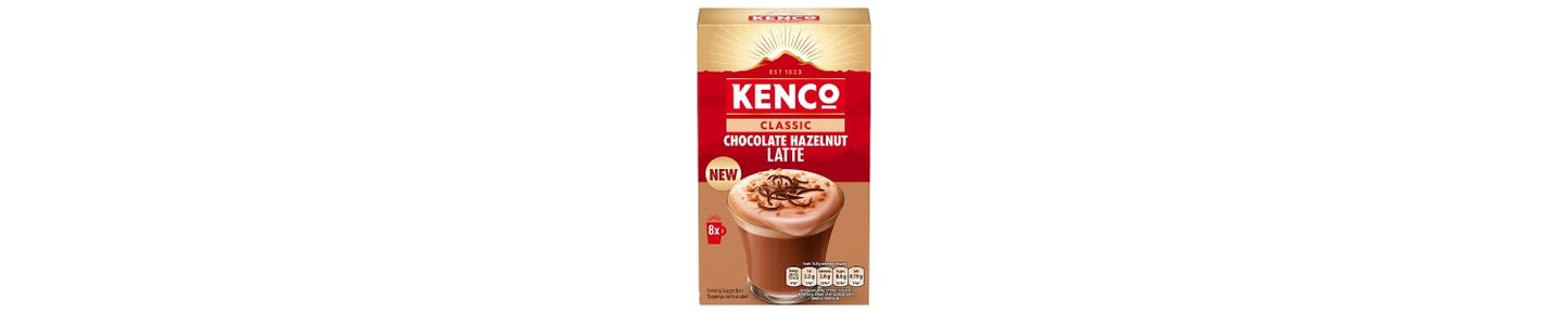 Kenco Classic Chocolate Hazelnut Latte Instant Coffee Sachets x8