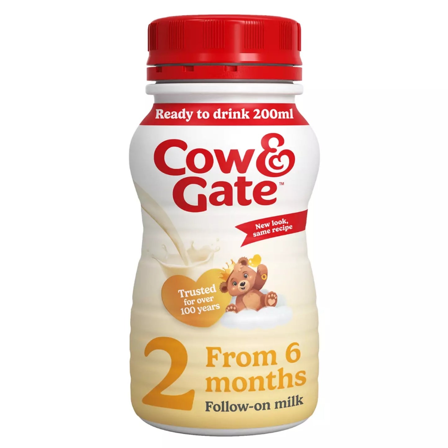 Cow & Gate 2 Follow On Baby Milk Liquid Formula, Ready to Drink, 6-12 Months, 200ml