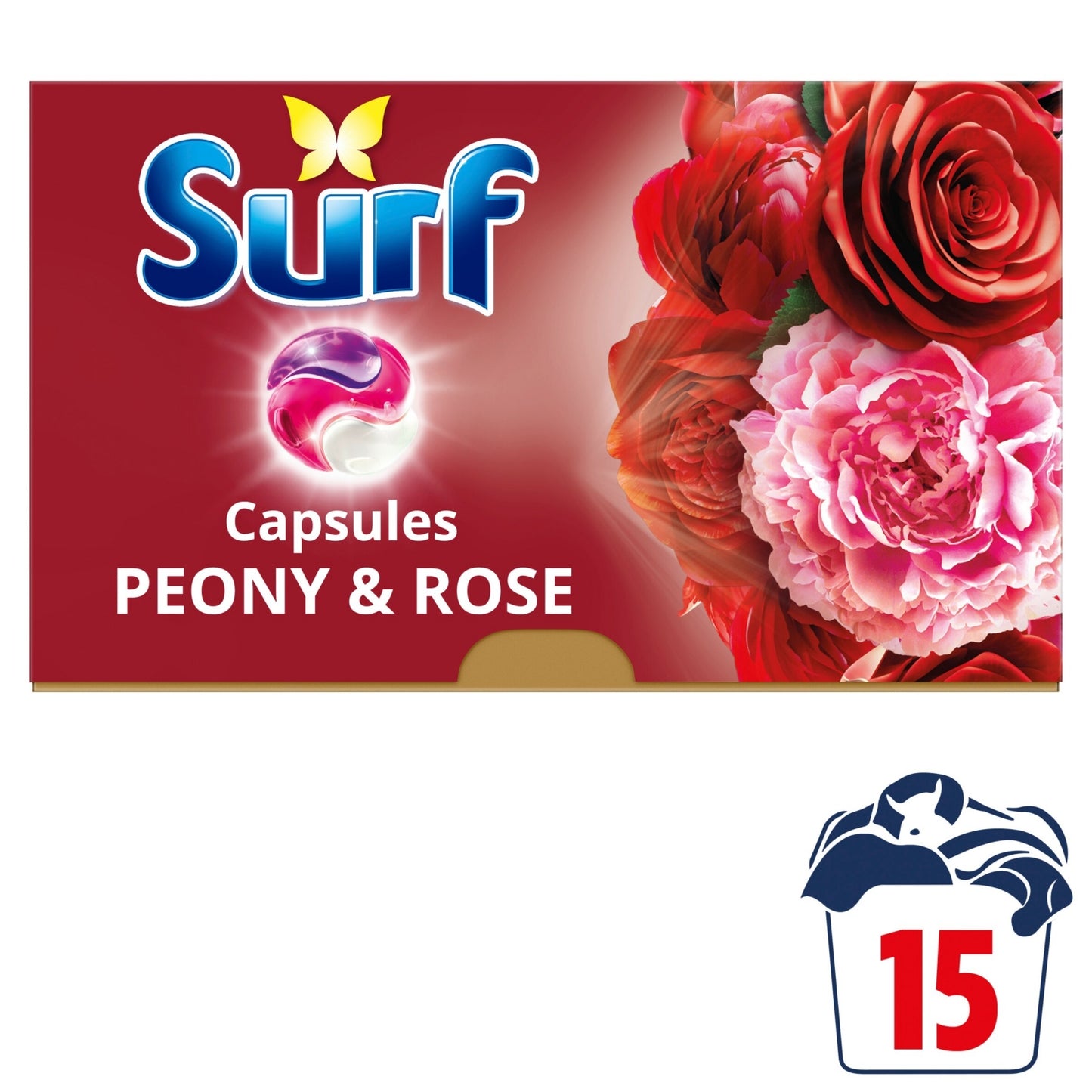 Surf 3 in 1 Peony & Rose Laundry Washing Detergent Capsules 15 washes