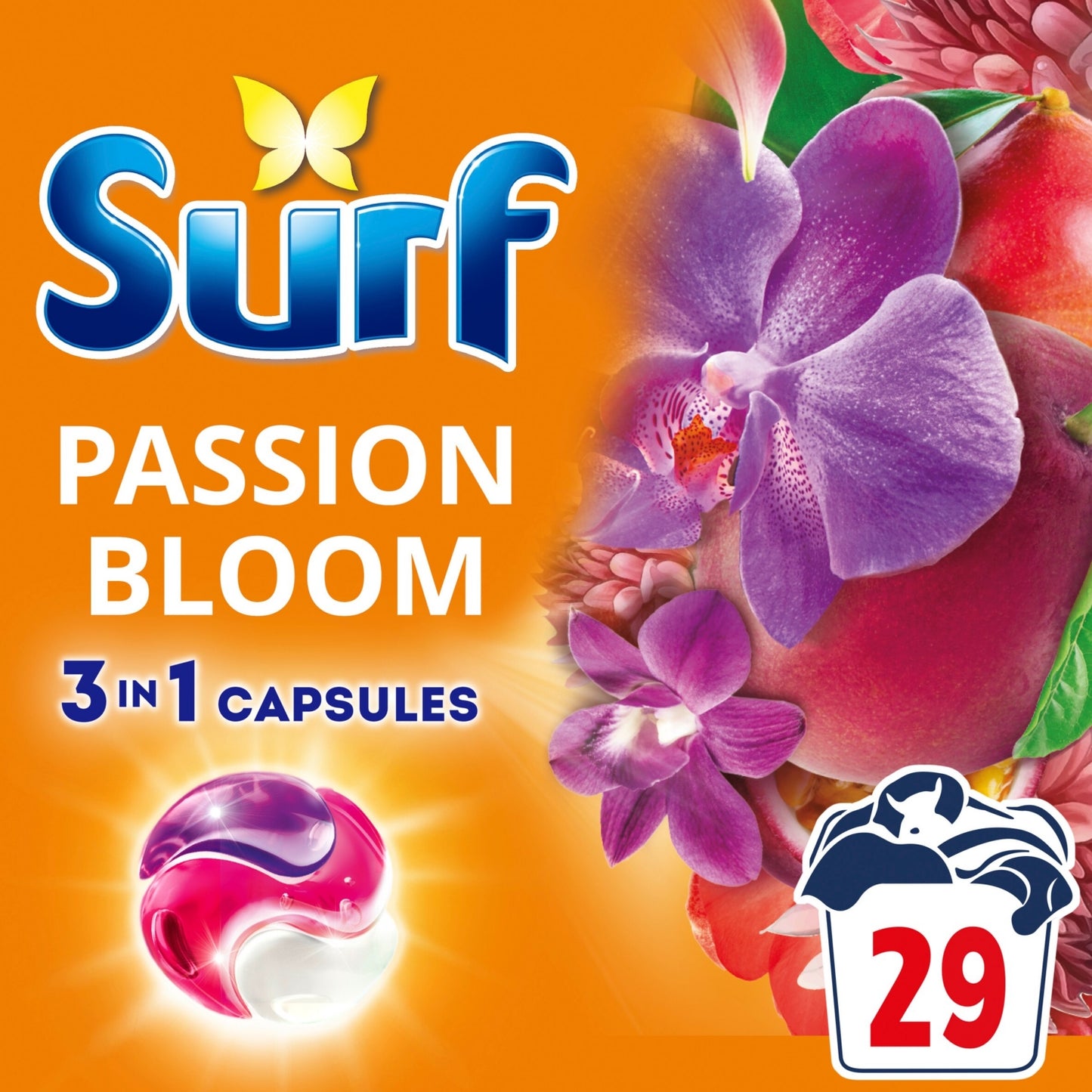 Surf 3 in 1 Passion Bloom Laundry Washing Detergent Capsules 29 washes