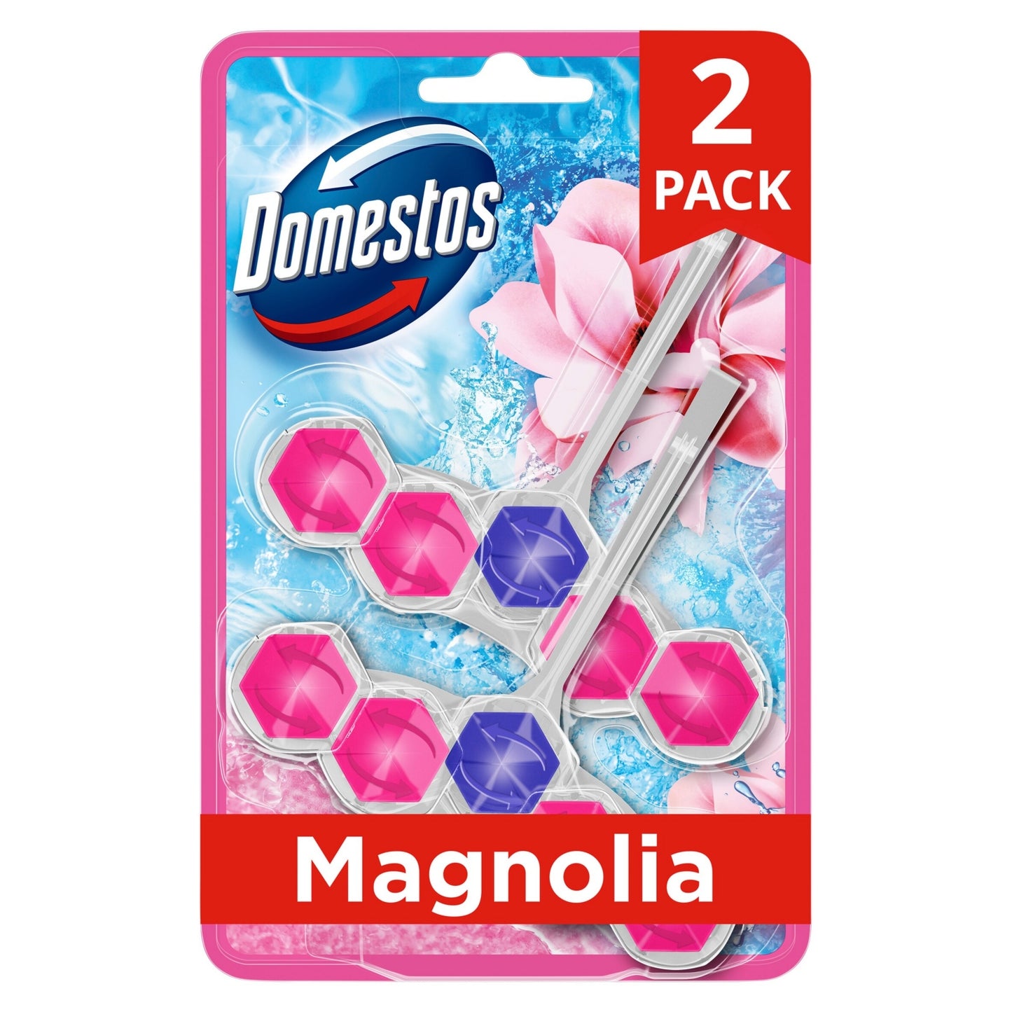 Domestos Power 5 Magnolia Toilet Rim Blocks 2x 50 g