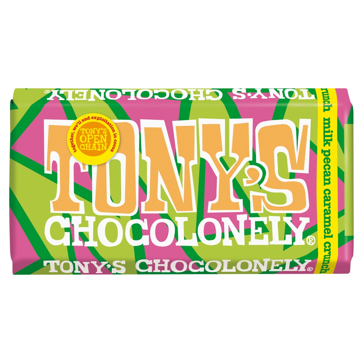 Tony's Chocolonely Milk Chocolate With Pecan, Caramel and Biscuit Pieces 180g