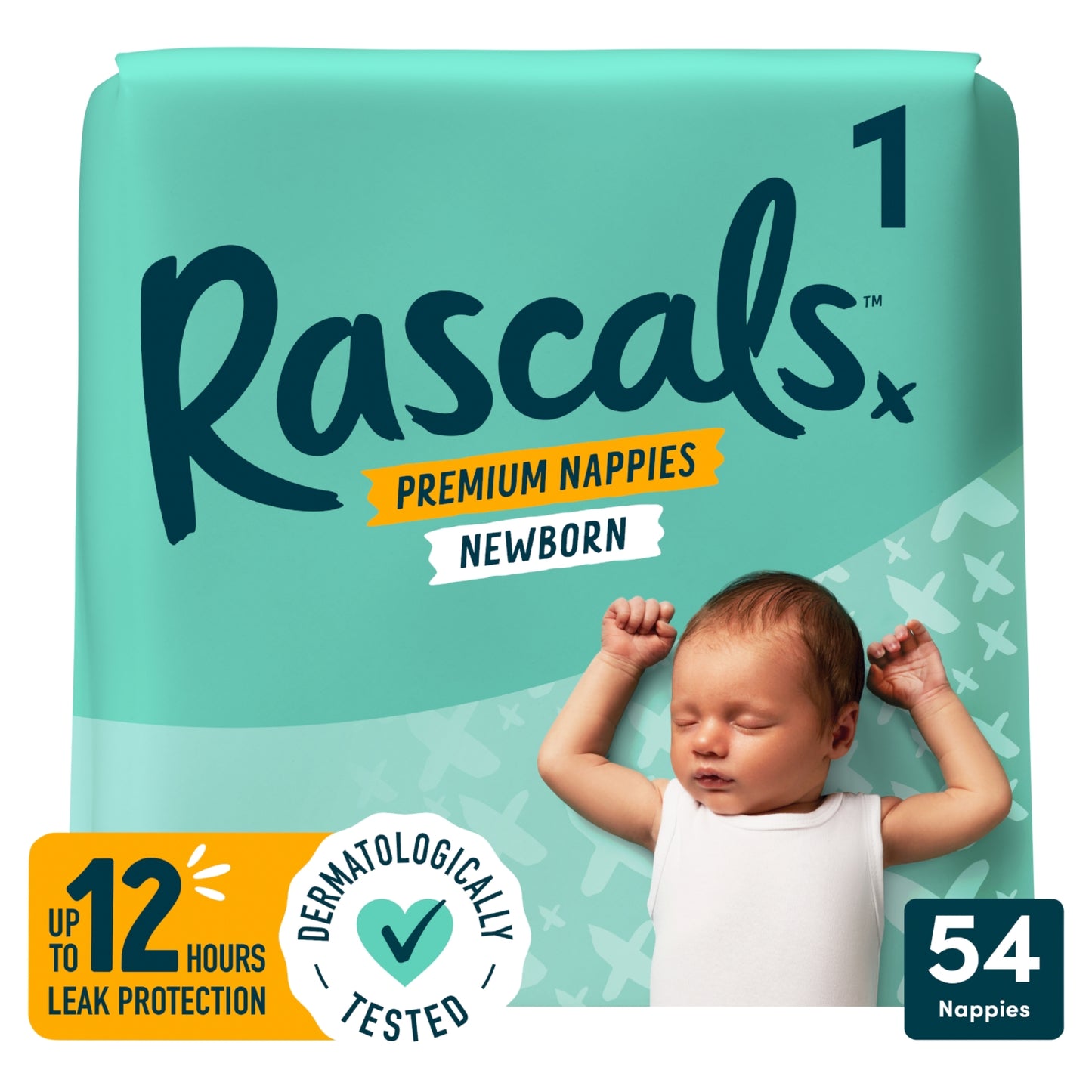 RASCALS Premium Nappies, Size 1, 54 Count