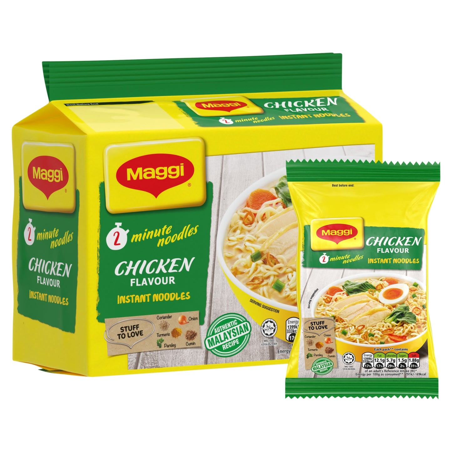 Maggi 2 Minute Instant Noodles Chicken Flavour 5 x 74g