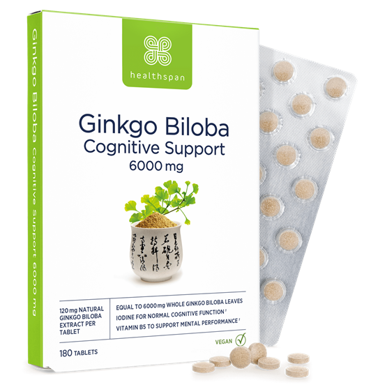 Healthspan Ginkgo Biloba Cognitive Support 6000mg (180 tablets)