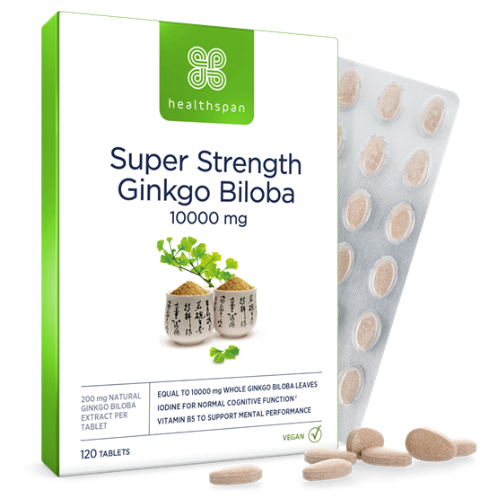 Healthspan Ginkgo Biloba Cognitive Support 10000mg (120 tablets)