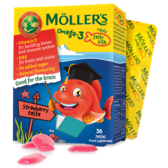 Moller's Möller's Omega 3 Jelly Fish Strawberry Gummies (36 jellies)