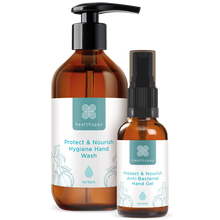Healthspan Protect & Nourish Hand Wash and Anti−Bacterial Gel Duo Pack (300ml/50ml)