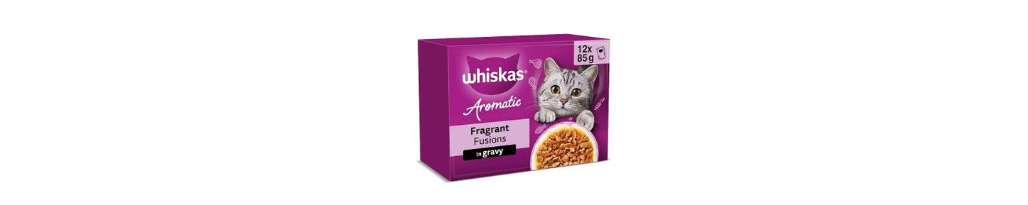 WHISKAS 1+ AROMATIC Fragrant Fusions Selection Wet Cat Food Pouches 12 x 85g