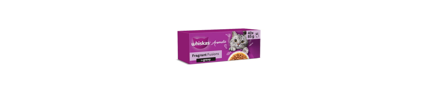 WHISKAS 1+ AROMATIC Fragrant Fusions Wet Cat Food Pouches in Gravy 40 x 85g