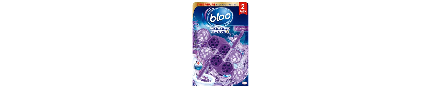 Bloo Colour Active+ Lavender Toilet Rim Blocks 2 x 50g