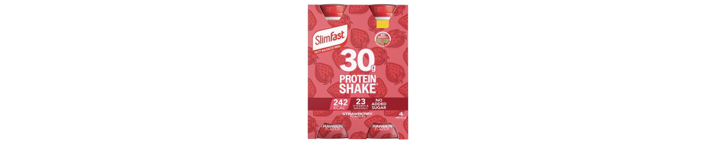 SlimFast 30g Protein Shake Strawberry Flavour 4 x 325ml