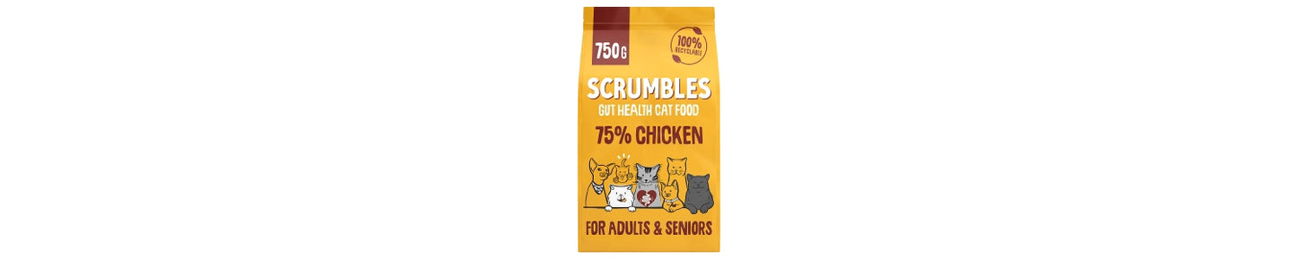 Scrumbles Adult & Seniors 75% Chicken Dry Cat Food 750g