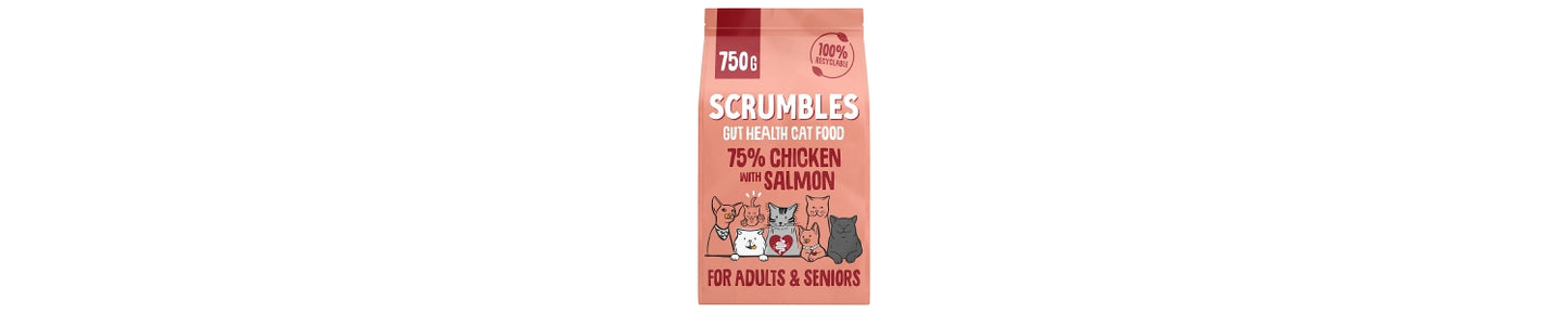 Scrumbles Adult & Seniors Salmon Dry Cat Food 750g