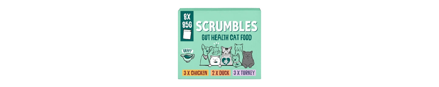 Scrumbles Wet Cat Food in Gravy Selection Pouches 8x85g