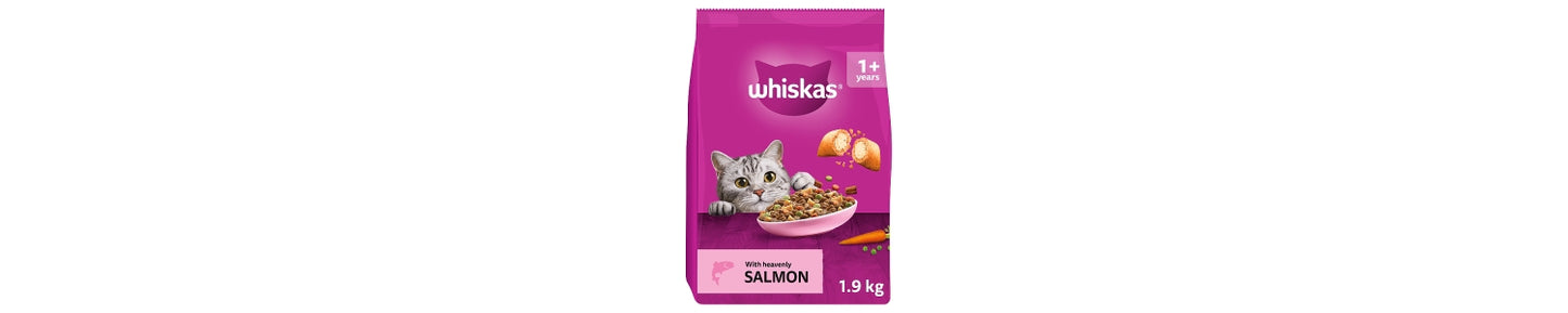 Whiskas 1+ Dry SALMON Cat Food 1.9kg