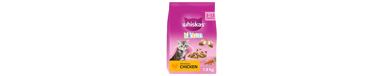 Whiskas Kitten 2-12 mnths Dry CHICKEN Cat Food 1.9kg