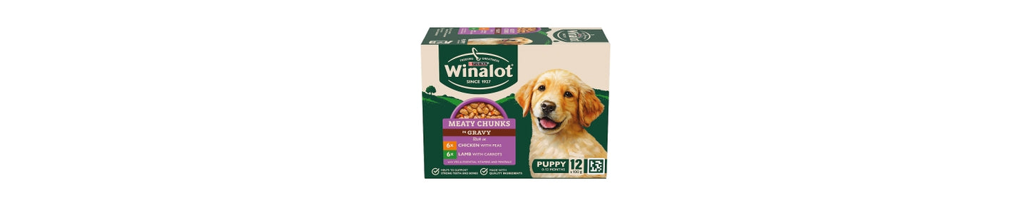 Winalot Meaty Chunks Puppy Mixed in Gravy Wet Dog Food 12x100g