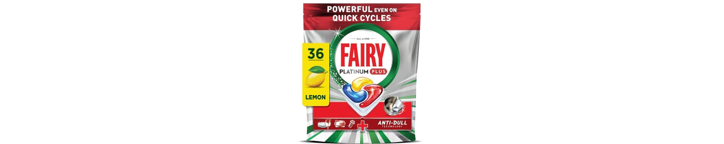 Fairy Platinum Plus Dishwasher Tablets, Lemon, 36 Capsules