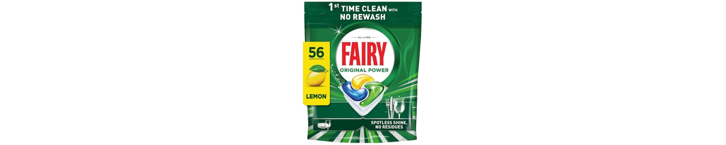 Fairy Original Power Dishwasher Tablets, Lemon, 56 Capsules