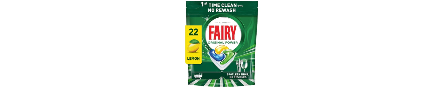 Fairy Original Power Dishwasher Tablets, Lemon, 22 Capsules