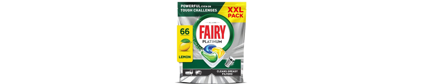Fairy Platinum Dishwasher Tablets, Lemon, 66 Capsules