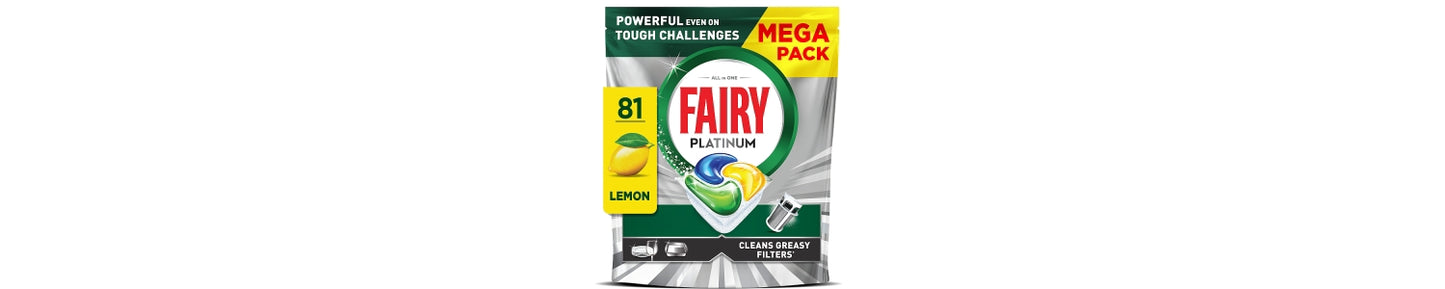 Fairy Platinum Dishwasher Tablets, Lemon, 81 Capsules