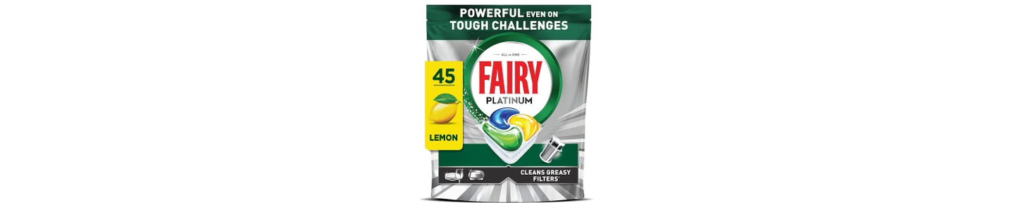 Fairy Platinum Dishwasher Tablets, Lemon, 45 Capsules
