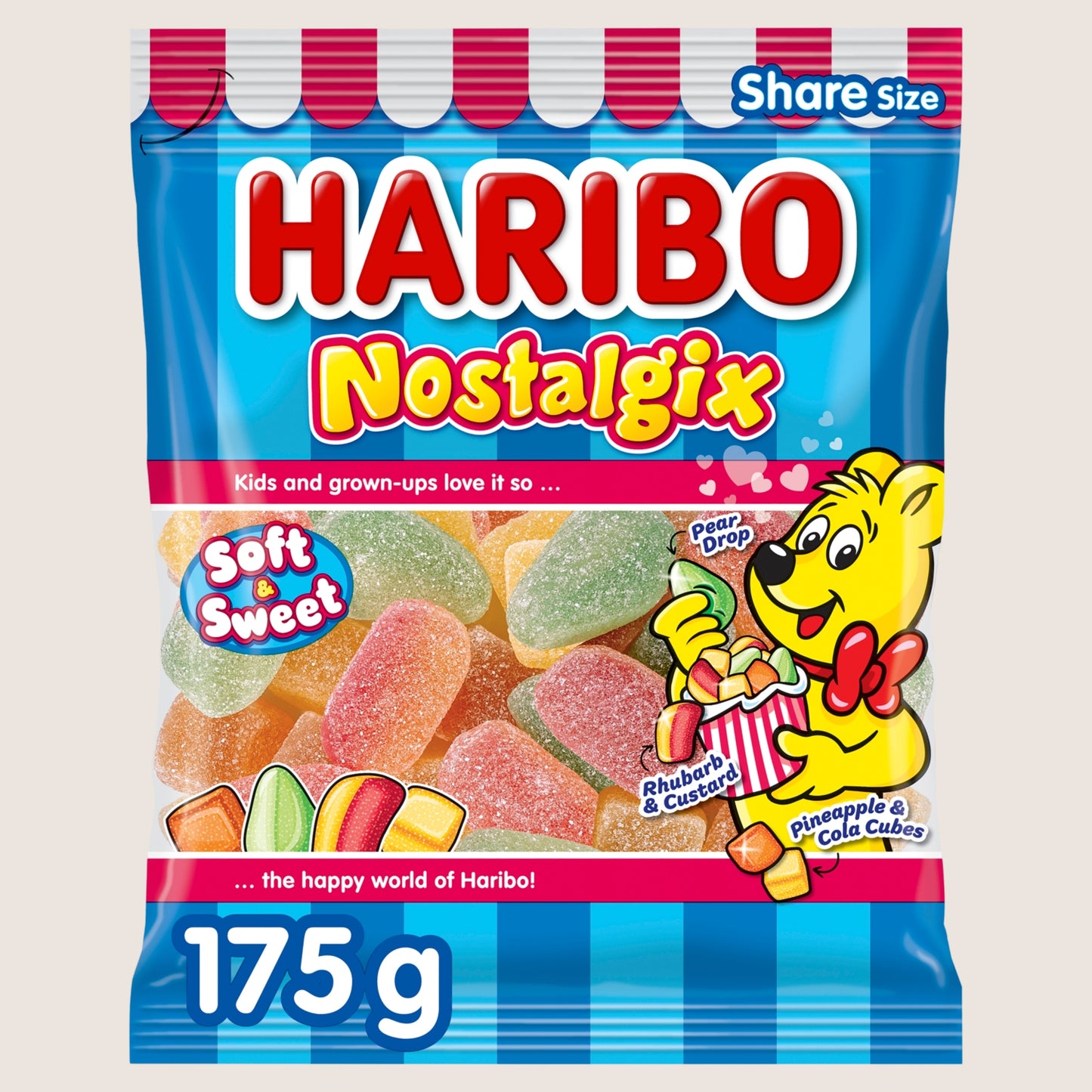 Haribo Nostalgix Sugar Coated Fruit & Cola Flavour Jelly Sweets 175g