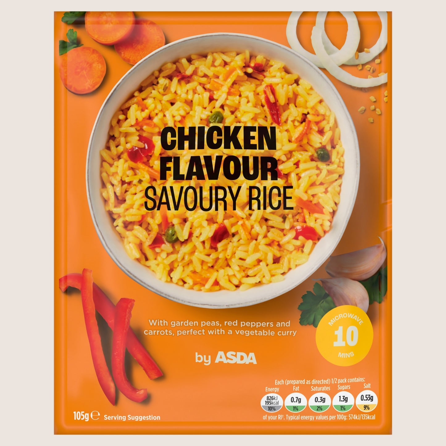 ASDA Chicken Flavour Savoury Rice No Artificial Additives 105g